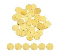 QUARKZMAN 40Pcs Étiquettes Vierges Rondes en Laiton de 20 mm/0,79 Pouce pour Bricolage, Décoration de Pendentif, avec Double Trou de 1,5 mm/0,06 Pouce, Couleur Jaune