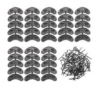 QUARKZMAN 40pcs Plaques De Talon Embouts De Talon Kit De Réparation En Caoutchouc Taille Moyenne Avec 160pcs Vis De 16mm Pour Réparation Diverses Chaussures En Cuir, Noir