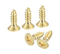 QUARKZMAN 40pcs Vis à Bois Autotaraudeuses Laiton M3.5x12mm Doré | Petites Vis Autotaraudeuses en Métal Multi：usages à Tête Plate pour Charnires de Porte, Meubles en Bois, Lectromnagers