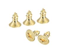 QUARKZMAN 40pcs Vis à Bois Autotaraudeuses Laiton M3.5x8mm Doré | Petites Vis Autotaraudeuses en Métal Multi：usages à Tête Plate pour Charnires de Porte, Meubles en Bois, Lectromnagers