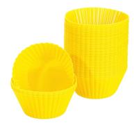 QUARKZMAN 42Pcs Matrice à Cupcakes en Silicone, Matrice Antiadhésifs, pour Cuire des Œufs, Faire des Muffins et Préparer Un Gâteau (Jaune)
