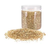 QUARKZMAN 454g Verre Concassé Paillettes de Verre Pilé 3-6mm Électroplaqué Brillant Éclats de Verre Cassé Irréguliers pour Décoration d'Art en Résine, Remplissage de Vase, Ton Doré