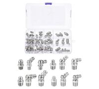 QUARKZMAN 45Pcs Graisseur Droit et Coudé en Acier Nickelé 1/4"-28 5/16"-24 3/8"-24 1/8"-28 Filetage Droit 90 Degrés 45 Degrés Accessoires de Graissage Hydraulique