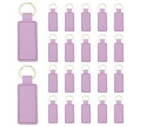 QUARKZMAN 48 Pièces Ébauches Porte-clés 7.2cmx2.4cm Cuir Synthétique | Kit de Porte-clés individualisé avec Gravure Laser, Rectangulaires, Violet clair, avec Anneaux, pour bricolage et cadeaux