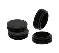 QUARKZMAN 48mm Diamètre Rond Plastique Bouchons 4PCS Plastiques Noir | Fin Capuchons Insert pour Métal Tube, Clôture, Glide Insert, Tuyau Poteau, Chaises et Meubles