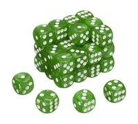 QUARKZMAN 48Pcs 6 Faces Colorés Dés Standard, 16mm Acrylique D6 Mini Polyédrique Perle Motif Jeu De Dés pour Table Games, Vert/Blanc Point