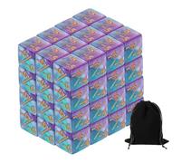 QUARKZMAN 48Pcs des Compteurs De Dés Magiques, Ensemble De Dés D6 Jetons De Vie en Acrylique avec Pochette pour Accessoires De Jeu De Cartes Standard, Bleu & Violet