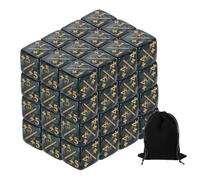 QUARKZMAN 48Pcs des Compteurs De Dés Magiques, Ensemble De Dés Jetons De Vie D6 en Acrylique avec Poche pour Accessoires De Jeu De Cartes Standard, Marbre Noir