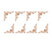 QUARKZMAN 48Pcs Vintage Flat Corner Bracket, 1.6" x 1.6" Metal Desk Book Corner Protectors Hollow Decorative Edge Cover Pour Furniture Jewelry Box Gifts Box, Rose Gold