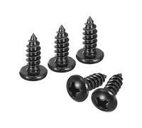 QUARKZMAN 4mm x 12mm Phillips Poêle Tête Autotaraudeuse Vis, 100pcs - 304 Inox Acier Rond Tête Bois Vis Complet Filetage (Noir)