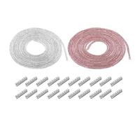 QUARKZMAN 4mm x 2,5m Cordon de Tube de Strass Bling Cristal Corde de Strass pour DIY Baskets Sweats Pantalons de Jogging Décoration Rose, Argent avec Aglets