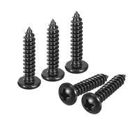 QUARKZMAN 4mm x 20mm Phillips Poêle Tête Autotaraudeuse Vis, 100pcs - 304 Inox Acier Rond Tête Bois Vis Complet Filetage (Noir)