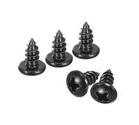 QUARKZMAN 4mm x 8mm Phillips Poêle Tête Autotaraudeuse Vis, 100pcs - 304 Inox Acier Rond Tête Bois Vis Complet Filetage (Noir)