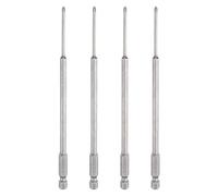 QUARKZMAN 4pcs #0 Phillips Embout Tournevis PH0 Tige Hexagonale 1/4" Longueur 6" (150mm) Tige 2.5mm Magnétique Tête Crucille Acier S2 Embout Tournevis, Gris