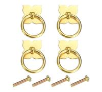 QUARKZMAN 4Pcs 1.57 Inch Poignées Et Boutons De Tiroir En Laiton, Poignées De Tiroir Vintage À Anneau Avec Vis Forme De Fleur À Quatre Pétales Pour Armoire Commode Placard Buffet, Ton Doré