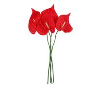QUARKZMAN 4Pcs 11inch Fleurs Artificielles Anthurium Et Lys, Bouquet Permanent pour Arrangements Maison Mariage Fête Décoration Artisanat Boutique Accessoires, Rouge Vif