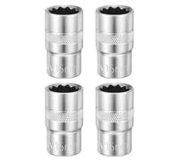 QUARKZMAN 4Pcs 12Points Socket 1/2" Drive 15mm Metric | Shallow Socket 1.5" Long CR-V Steel