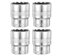 QUARKZMAN 4Pcs 12Points Socket 1/2" Drive 27mm Metric | Shallow Socket 1.7" Long CR-V Steel