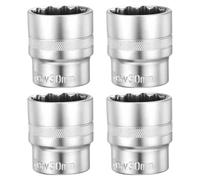 QUARKZMAN 4Pcs 12Points Socket 1/2" Drive 30mm Metric | Shallow Socket 1.7" Long CR-V Steel