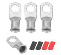 QUARKZMAN 4Pcs 2 AWG M10 Bornes De Batterie À Oeillet, 3/8" 10mm Embout À Câble Serrage, Connecteur De Câble En Cuivre, Gainage Thermorétractable 2:1, Argent