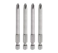 QUARKZMAN 4Pcs #2 Embouts Tournevis Phillips PH2 Tige Hexagonale 1/4" Longueur 3" (75mm) Tige 6mm Embouts Perceuse Magnétique Tête Croisée Acier S2 Embouts Tournevis Pour Outils, Gris