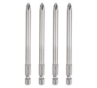 QUARKZMAN 4Pcs #2 Embouts Tournevis Phillips PH2 Tige Hexagonale 1/4" Longueur 4" (100mm) Tige 6mm Magnétique Tête Croisée Acier S2 Tournevis, Gris