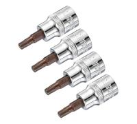 QUARKZMAN 4Pcs 3/8" Conduire x T30 Douille pour Embout Torx, Embouts en Acier S2 Douilles Cr-V 48mm Longueur à Utiliser avec Une Clé à Cliquet, Une Barre Coulissante, Une Tige d'Extension