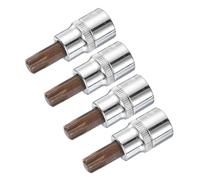 QUARKZMAN 4Pcs 3/8" Conduire x T45 Douille pour Embout Torx, Embouts en Acier S2 Douilles Cr-V 48mm Longueur à Utiliser avec Une Clé à Cliquet, Une Barre Coulissante, Une Tige d'Extension