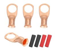 QUARKZMAN 4Pcs 4 AWG M12 Bornes De Batterie À Oeil, 1/2" 12mm Embout À Câble À Visser En Cuivre, 2:1 Gainage Thermorétractable, Doré