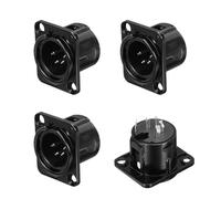 QUARKZMAN 4pcs 4 Pin XLR Male Jack Socket, Microphone Adapter Audio Panel Mount Connector Accessories pour Mixer, Power Amplifier, Black