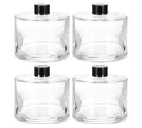 QUARKZMAN 4Pcs 500ml/17Oz Flacon Vide en Verre pour Diffuseur 4.1" X 4.1" Accessoires de Parfum Rechargeables Bocal D'Aromathérapie pour Remplacement de Diffuseur à Tiges DIY Transparent