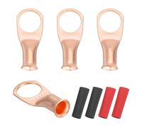 QUARKZMAN 4Pcs 6 AWG M12 Bornes De Batterie À Oeil, 1/2" 12mm Embout À Câble À Serrage, Connecteur En Cuivre, Gainage Thermorétractable 2:1, Doré