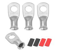 QUARKZMAN 4Pcs 6 AWG M8 Bornes De Batterie À Anneau, 5/16" 8mm Embout À Câble Serrer Connecteur En Cuivre, Gainage Thermorétractable 2:1, Argent