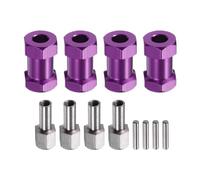 QUARKZMAN 4Pcs Adaptateurs de Moyeu Hexagonal de Roue de 12 mm Violet | Combinaison d'Extension en Aluminium de 20 mm avec Écrou de Verrouillage pour Pièces de Voiture de Crawler Rc 1/10