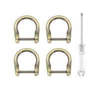 QUARKZMAN 4pcs Anneaux en D À Vis pour Attache 5/8" Métal Fer À Cheval Forme en U Demi-Cercle Anneau en D Porte-Clés avec Tournevis pour DIY Artisanat, Or Noir Brossé