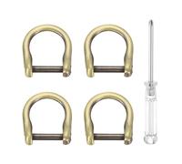 QUARKZMAN 4pcs Anneaux en D avec Vis pour Attache 1/2" Métal Fer À Cheval Forme en U Demi-Cercle Anneau en D Porte-Clés avec Tournevis pour DIY Artisanat, Or Noir Brossé