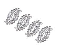 QUARKZMAN 4Pcs Applique Fleur En Strass, 2.76" x 1.42" Patch En Strass A Repasser Applique Cristal Etincelant Pour Vetements Jeans Vestes Sacs Mariage Noces, Argent