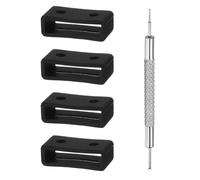 QUARKZMAN 4pcs Bagues De Fixation En Silicone Pour Bracelet De Montre 24mm Attache De Remplacement Pour Bracelet De Montre Anneaux De Fixation De Avec Outil À Ressort Noir