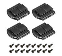 QUARKZMAN 4pcs Bascule Pince Verrouillage, 0,98" x 0,79" (LxW) Zinc Alliage Moraillon Serrure Loquet Fermoir pour Bijoux Boîte Bois Coffret Boîte Outils, Noir