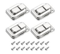 QUARKZMAN 4pcs Bascule Pince Verrouillage, 1,57" x 1,06" (LxW) Fer Moraillon Serrure Loquet Fermoir pour Bijoux Boîte Bois Coffret Boîte Outils, Argent