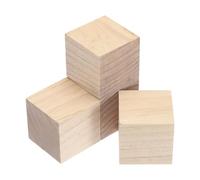 QUARKZMAN 4pcs Blocs De Bois, 2.5"x2.5"x2.5" Cube Carré En Bois Brut Pour DIY, Décoration Artistique, Sculpture Sur Bois, Gravure Manuelle