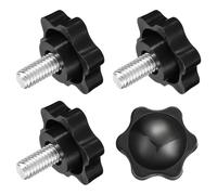 QUARKZMAN 4Pcs Bouton de Vis de Serrage, 1/4-20 x 0.47 Bouton Étoile en Forme Hexagonale Poignées en Plastique Serrage Manuelle pour Meubles Mécaniques à Base de Parapluie, 32mm Diamètre