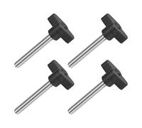 QUARKZMAN 4Pcs Boutons à Ailettes en T, M8 x 60mm Vis de Serrage Bouton de Vis Mâle en Acier Inoxydable 304 Poignée de Vis à Pouce de 36mm de Diamètre pour Remplacement, Noir