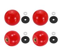 QUARKZMAN 4Pcs Boutons À Boule Filetés, M5 x 25mm Phénolique Plastique Fileté Poignées À Boules Écrous Bouchons D'Écrous Boules Avec Insert Fileté Pour Poignée De Machine Projet DIY, Rouge