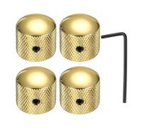QUARKZMAN 4Pcs Boutons De Guitare Métalliques, 1/4" Bouton Universel De Contrôle De Volume Et De Tone En Dôme Pour Guitare, Accessoires Pour Basse Avec Clé, Or