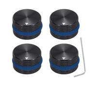 QUARKZMAN 4Pcs Boutons De Potentiometre En Aluminium, 1/4"(6mm) Boutons De Controle Audio Volume 15.5mm x 25mm Bouton De Potentiometre Type Vis Avec Anneau En Caoutchouc, Noir