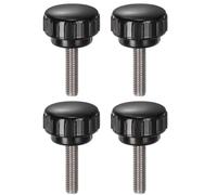QUARKZMAN 4Pcs Boutons de Serrage Cannelés M6 x 25mm Métrique en Acier Inoxydable 304 Vis à Pouce Mâle à Tête Ronde en Plastique de 25mm Boulon à Main Fileté Boutons d'Étude Noirs