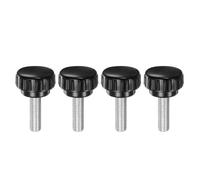 QUARKZMAN 4Pcs Boutons de Serrage Moletés à Filetage Mâle Métrique M8 Noir | x 25 mm, Vis à Oreilles de Type 30 mm, Tête Ronde en Plastique, Boulon à Main Fileté