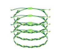 QUARKZMAN 4Pcs Bracelet Tressé En Corde, Bracelets En Corde Tissée Ajustables Été Plage Cheville Fait Main Cordon Stylish Accessory Pour Women Men Anniversaire Amitié, Tricolor Grass Green