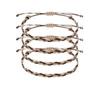 QUARKZMAN 4Pcs Bracelet Tressé En Corde, Bracelets En Corde Tissée Ajustables Pour Plage D'Été Fabriqués À La Main Accessoire Élégant Pour Femmes Hommes Anniversaire Amitié, Tricolor Khaki